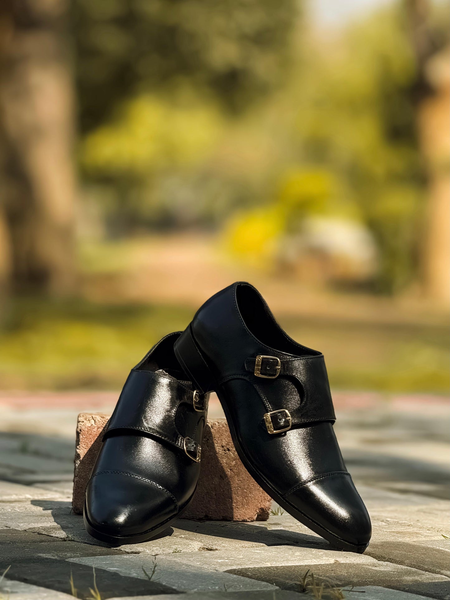 Pure Leather Black Formal Monk Shoes