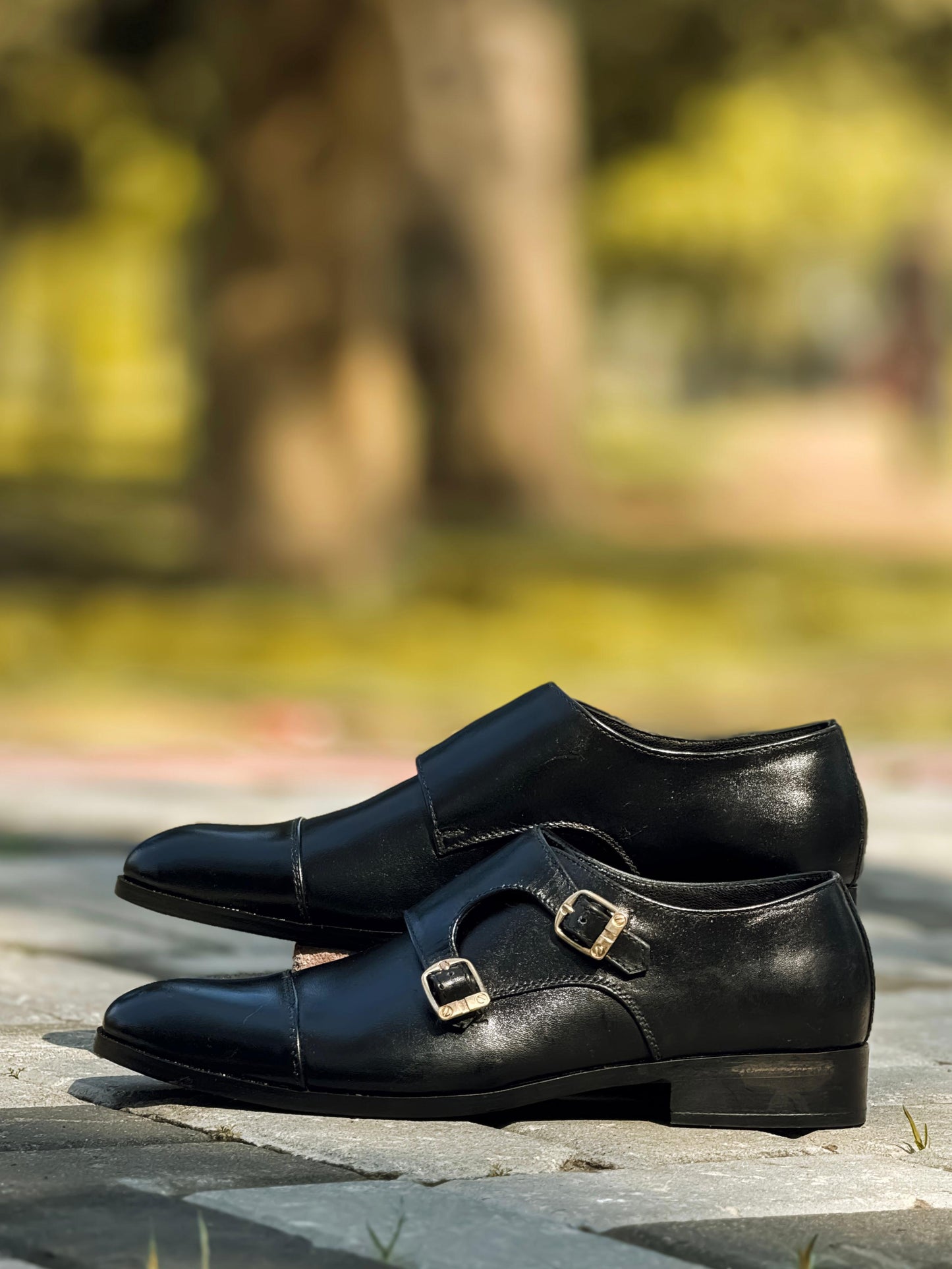 Pure Leather Black Formal Monk Shoes