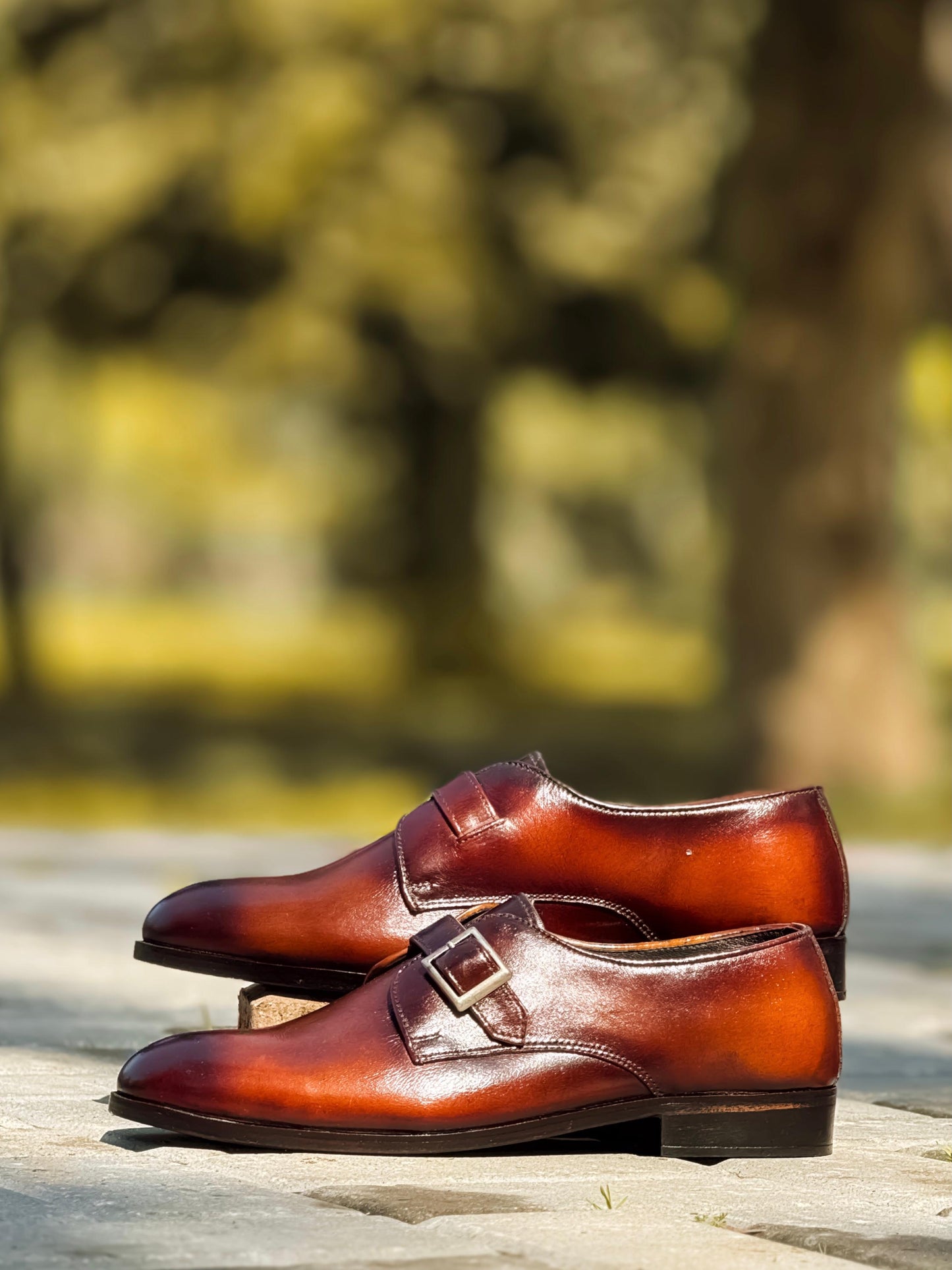 Pure Leather Handmade Crown Double Monk Formal Shoes