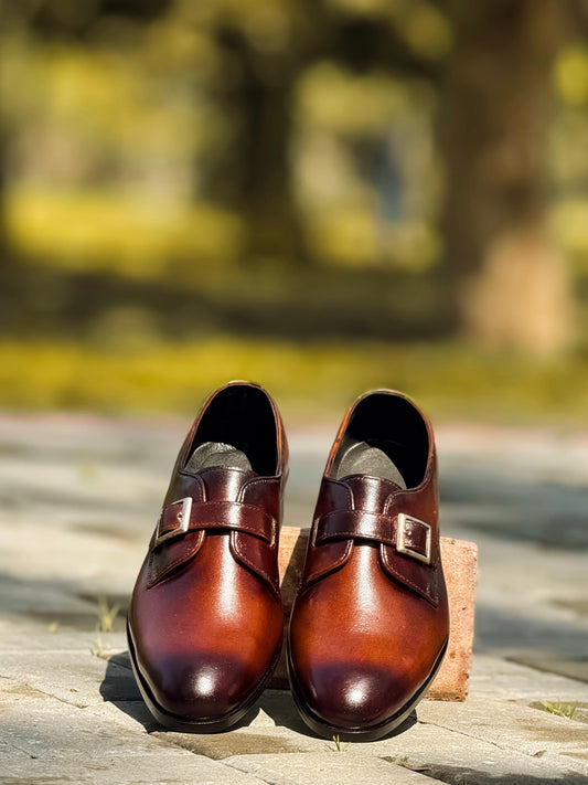 Pure Leather Handmade Crown Double Monk Formal Shoes